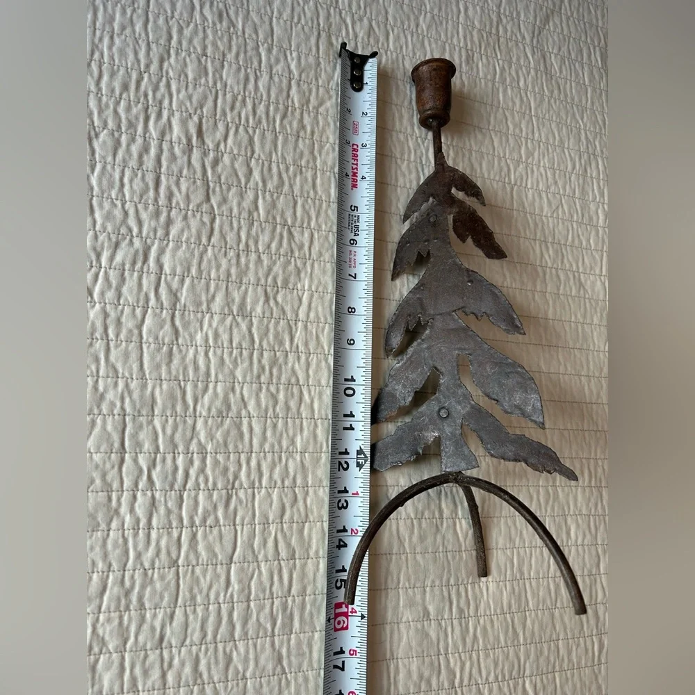 Rustic Metal Wrought Iron Christmas Tree Candlestick Holder Rustic Decor Holiday